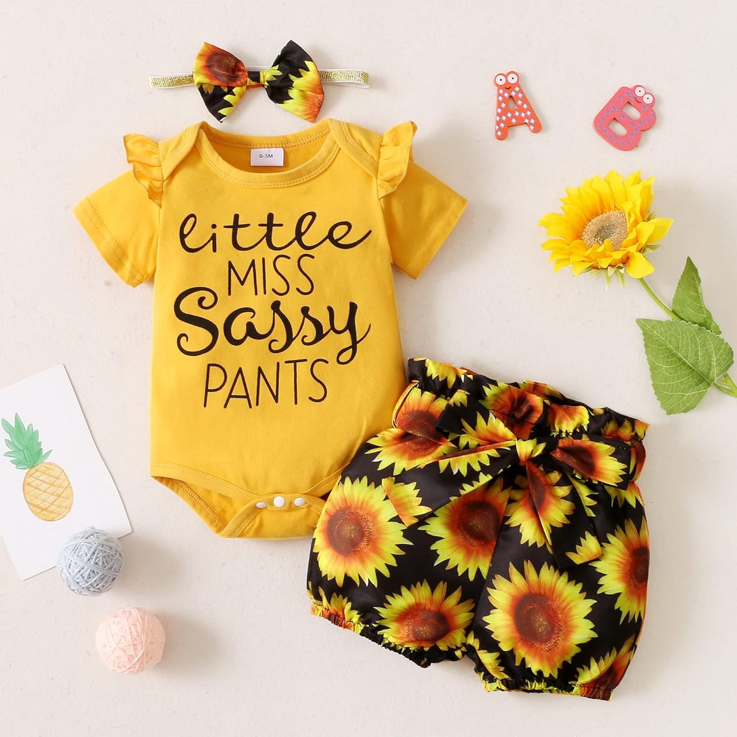 Infant Baby Girl Summer Clothes Newborn Girl Outfits Romper Bodysuit Tops Shorts Pants Baby Girls' Clothing