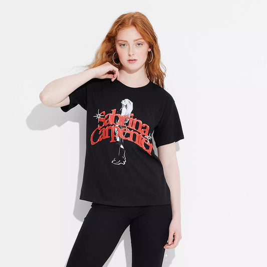 Women'S Sabrina Carpenter Short Sleeve Graphic T-Shirt - Black