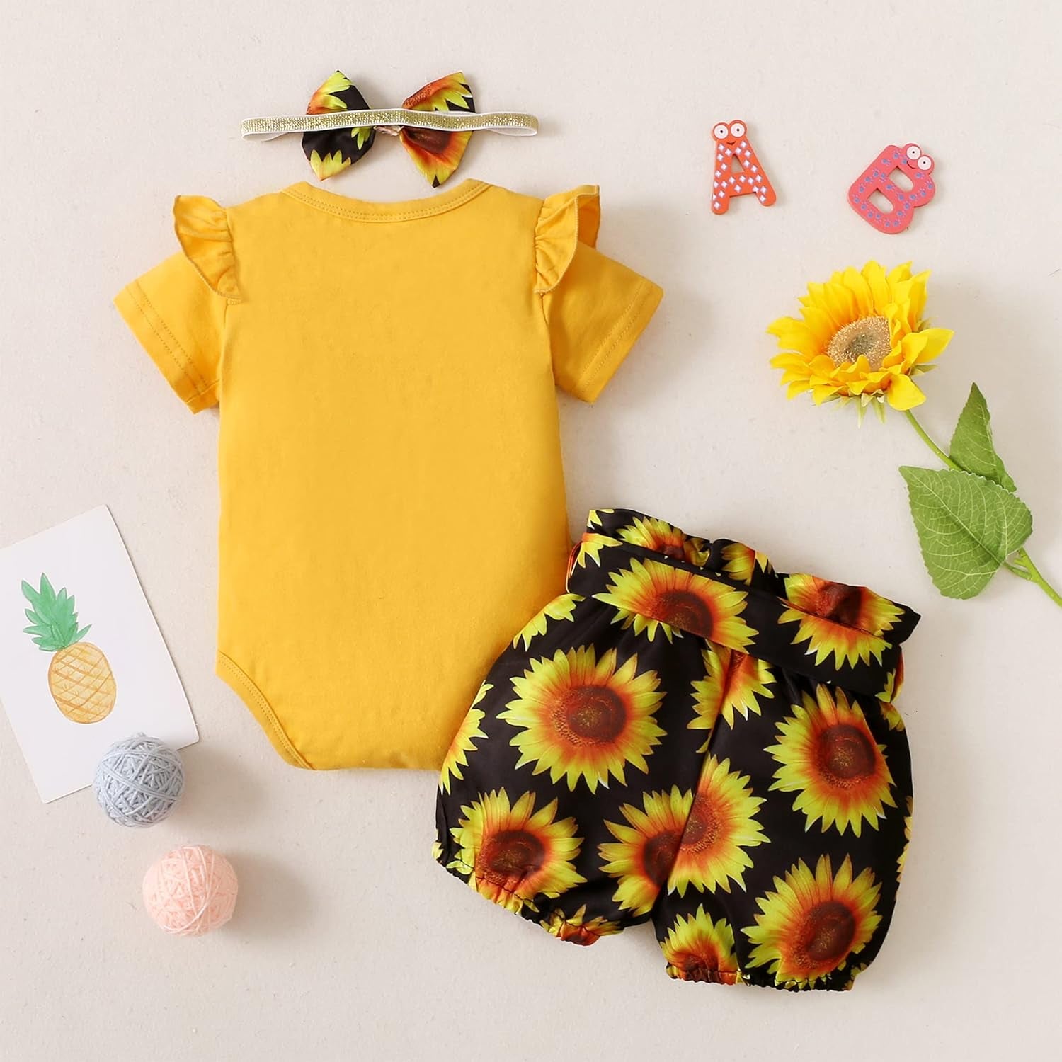 Infant Baby Girl Summer Clothes Newborn Girl Outfits Romper Bodysuit Tops Shorts Pants Baby Girls' Clothing
