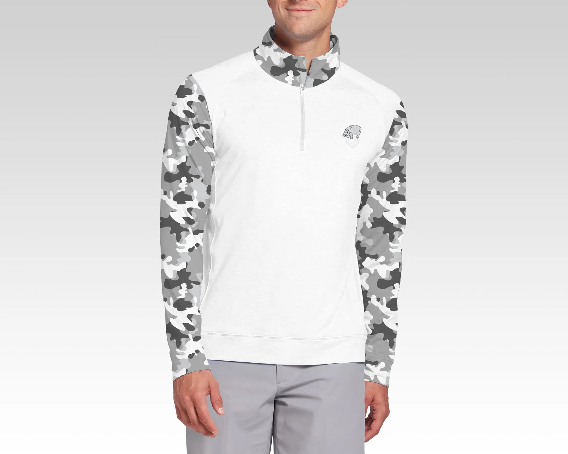 Gray Camo Quarterzip