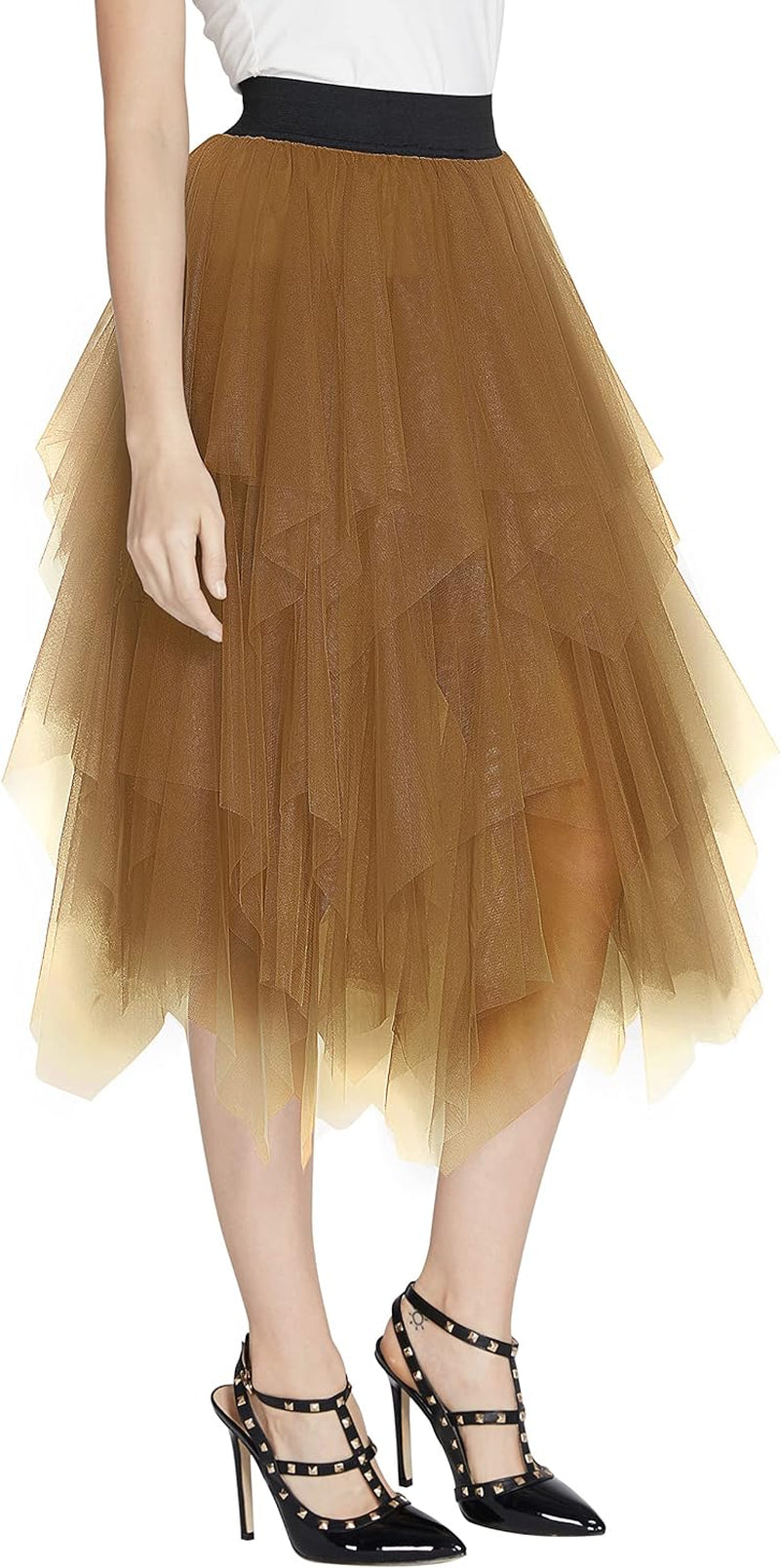 Women'S Sheer Tutu Skirt Tulle Mesh Layered Midi Skirt
