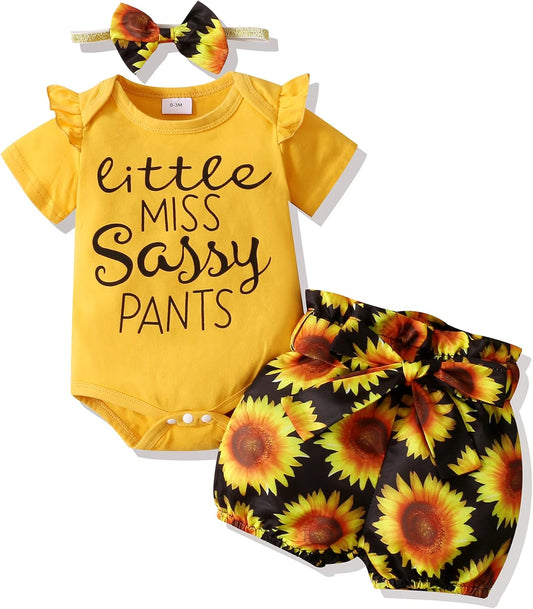 Infant Baby Girl Summer Clothes Newborn Girl Outfits Romper Bodysuit Tops Shorts Pants Baby Girls' Clothing